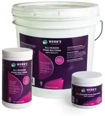 All-Season Beneficial Pond Bacteria with Barley Packets - Bacteria for Ponds Ideal for Clearing Any Fish and Duck Pond Applications - 24 Packet Container- Webb's Water Gardens