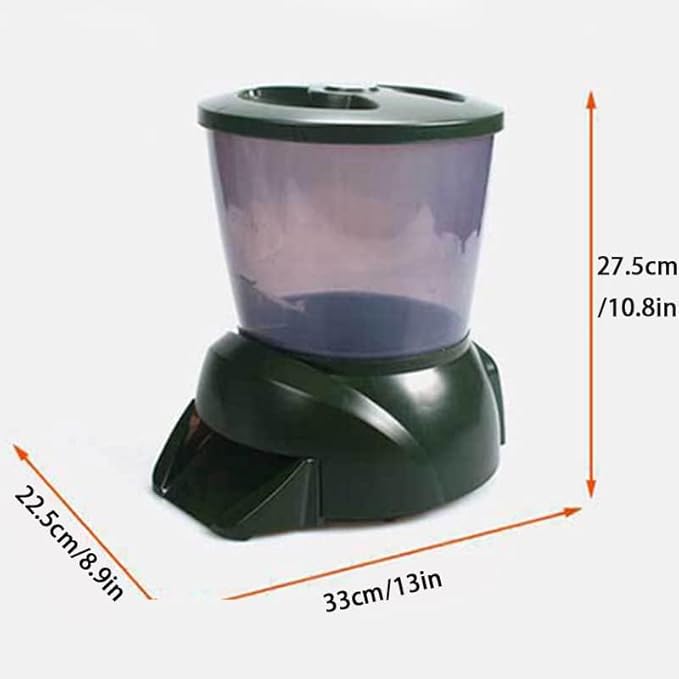 4.5L Pond feeder, Automatic fish feeder for pond outdoor, Fish feeder automatic dispenser, Timer High Capacity for Vacations & Hot or cold weather- battery powered
