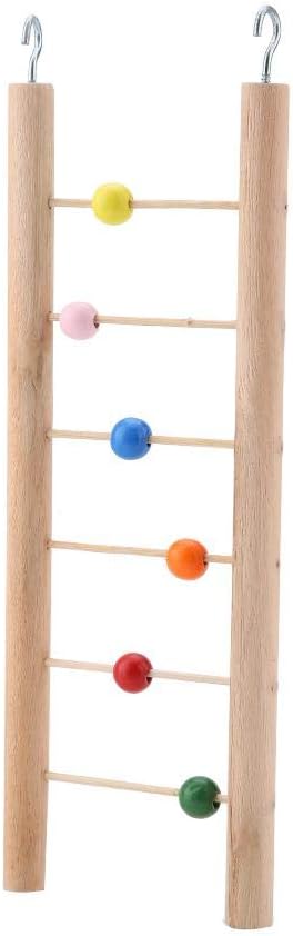Parrot Ladder, Wooden 6 Ladder Climbing Toy Hanging Swing for Bird Parrot Parakeet Cockatiel Macaw African Grey Cockatoo Lovebird Finch(Beads) Ladders