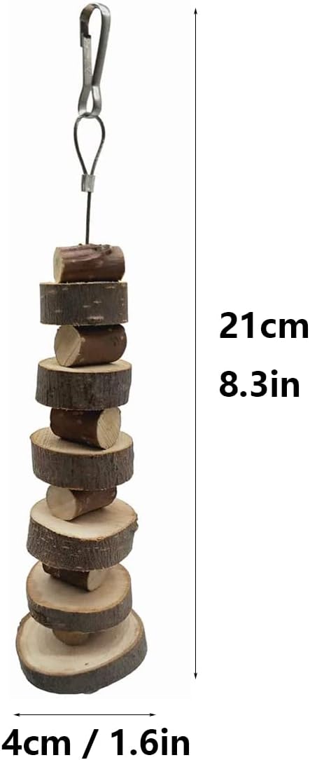 LWINGFLYER 6pcs Small Animal Chews Toy Natural Apple Wood Block Cage Hanging Molars Treats Snack for Hamsters Rabbits Bunny Bird Parrots Chinchilla Guinea Pig Gerbils Squirrels