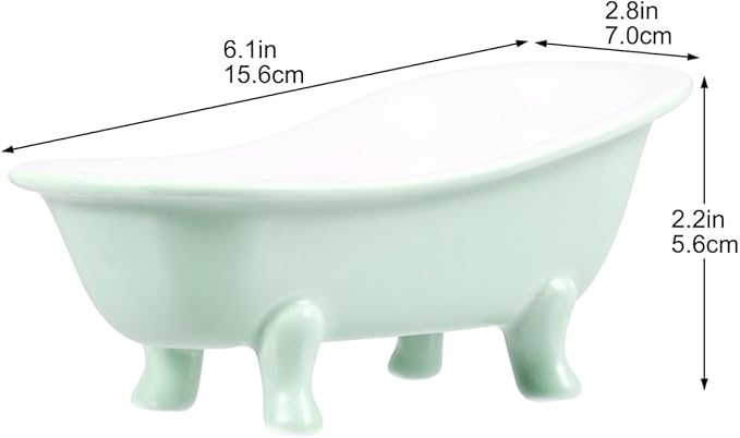 VICASKY Hamster Ceramic Bathtub Small Animal Bed Pet Sleeping Chinchilla Bath Hideout Toys Guinea Pig Food Bowl for Hamster Habitat House Light Green,6.14 X 3.14 X 2.75 Inch