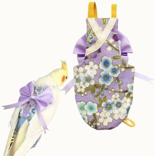 Bird Flight Suits Diapers, Parrot Flight Suits Diapers for Quaker Parakeets Cockatiels Conures Macaw African Grey, Bird Diaper, Parrot Clothes (Purple A,L)