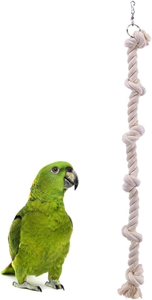 Bird Rope Toy with Knots Cotton Rope Cage Hanging Swing Parrot Bungee Toy for Chewing Climbing 15.74in in Length