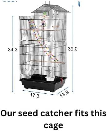 Fit Fly Bird Cage Seed Catcher Mesh Max 80" Circumference Pocket Style Covers Underneath The Cage (Extra Large)