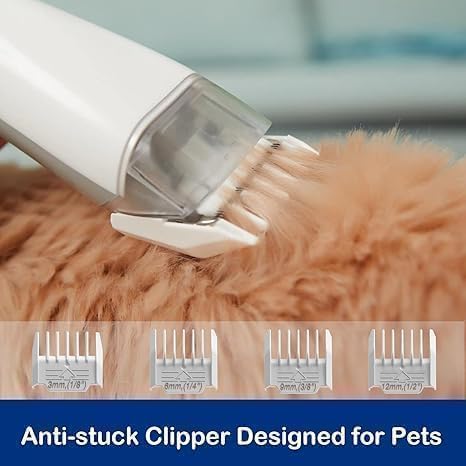 Pet Grooming Kit with 3.4L Oversized Vacuum Suction - 99% Pet Hair Removal - Professional Dog Clippers & Shedding Tools for Cats, Teddy, Poodle, Golden Retrievers (White-Orange)