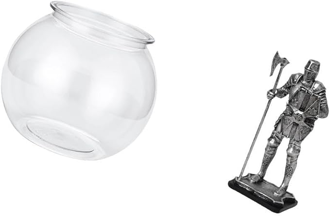 Desktop Aquarium Tank Clear Fish Bowl Vase Collectible Resin Knight Figurine Container Small Desktop Display Suitable for Living Room Office Bedroom D