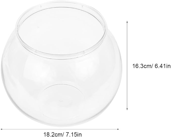 Beavorty Plastic Fish Bowl 0.5 Gallon Clear Spherical Aquarium Tank for Small Fish Goldfish Betta Turtle Desktop Decor Mini Water Garden