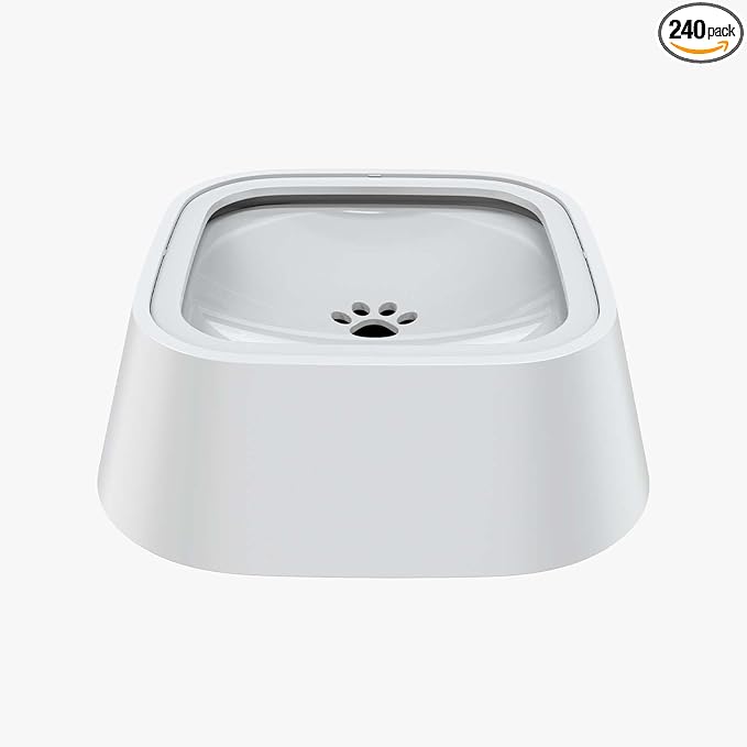 Splash-Proof Dog Drinking Bowl & Cat Water Bowl, 2-in-1 Pet No-Spill Slow Feeder with Floating Disk