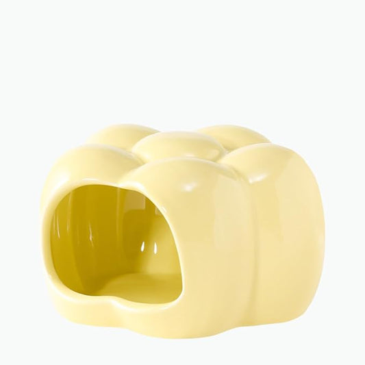 Ceramic Hamster Hideout, Cute Sunflower Shaped Hamster House - Washable Ceramic Guinea Pig Bedding, Guinea Pig Hideout Mini Hut Small Animal Hideout Cave Cage Accessories