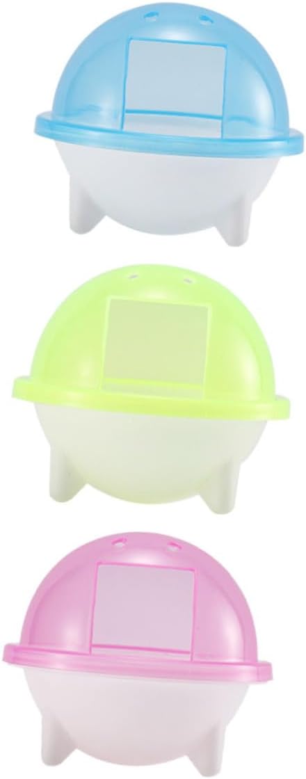 Sosoport 3pcs Transparent Hamster Sand Bath Room Small Pet Bathroom Container for Hamsters Chinchillas and Gerbils Easy to Observe and Bright Colors for Bathing and Dust Bathing