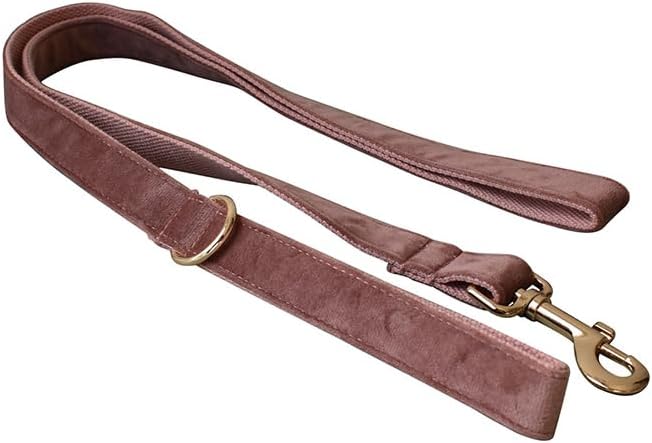 Love Dream Velvet Dog Collar and Leash Set, Soft & Comfy Adjustable Dog Leash and Collar with Heavy Duty Metal Buckle for Small Medium Large Dogs Training & Walking (XLarge, Dark Pink)