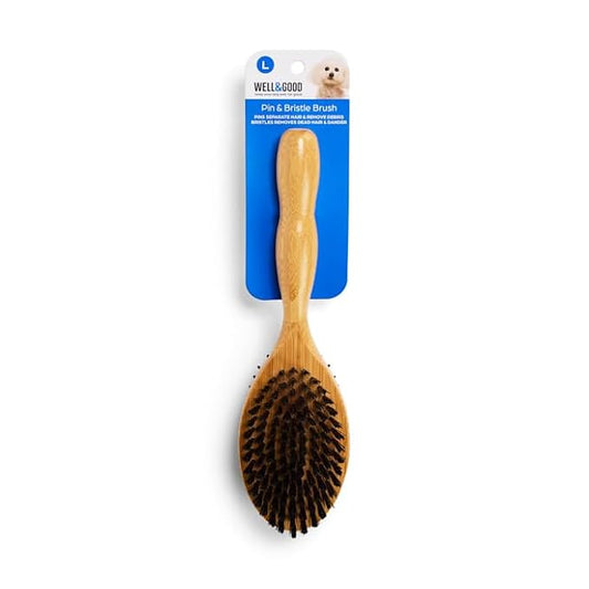 Well & Good by Petco Bamboo Pin and Bristle Dog Brush for All Coats, Large