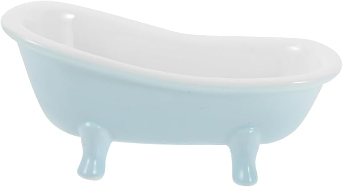 Abaodam Cute Hamster Bed Chinchillas Food Bowl Blue Ceramic Mini Bathtub Small Animal Ice Bathtub for Ceramic Hamster Guinea Pig Bathroom Sand Bath Holder Container Accessories Cage Toys