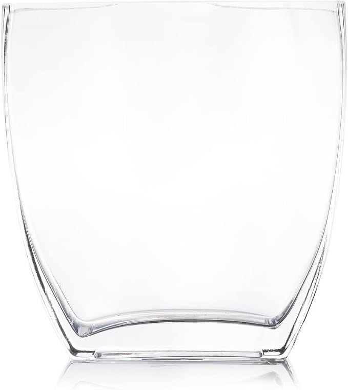 Clear Rectangle Glass Vases, 7x7x2.5 Inch Block Glass Vase for Flowers, Square Glass Vase for Wedding Centerpieces, Home Décor (1 Piece)