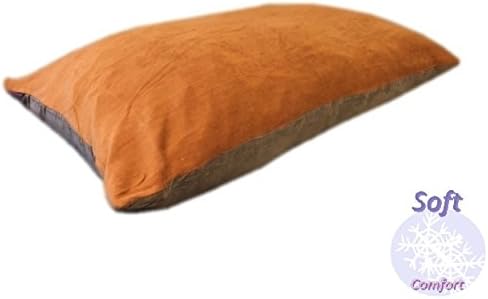 Durable Comfort Micro-Cushion Memory Foam Pet Dog Pillow Bed Waterproof Liner + External Cover for S,M,L Dogs- Complete Set (Sudan Brown Coral Fleece, 48''x29'')