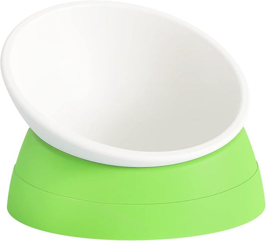 Elevated Cat Bowl, Adjustable Raised Slanted Food Bowl for Cats and Small Dogs, Wide Shallow PP Dish with TPR Non Slip Base, Whisker Friendly, 17 oz
