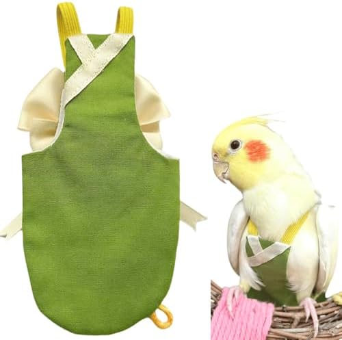 Bird Flight Suits Diapers, Parrot Flight Suits Diapers for Quaker Parakeets Cockatiels Conures Macaw African Grey, Bird Diaper, Parrot Clothes (Green C,XL)