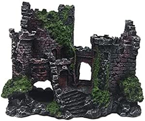 Ulalaza Aquarium Decorations Landscaping Tree Stump Hole Rock Cave Hideouts Stone Fish Tank Resin Driftwood Painted with Realistic Details Over House Supplies Castle Accessories