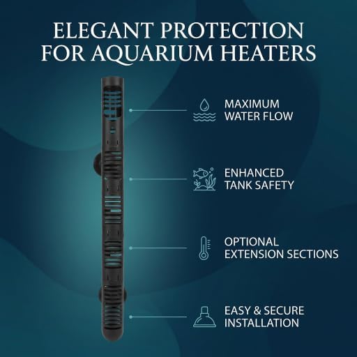 GOTOTOP Fish Heater Cover Aquarium Heater Protective Case Fish Heater Guard Detachable Designed Cover with Suction Cups #3 14.37in