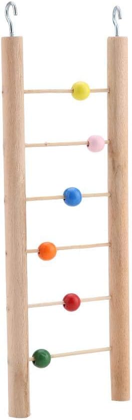 Parrot Ladder, Wooden 6 Ladder Climbing Toy Hanging Swing for Bird Parrot Parakeet Cockatiel Macaw African Grey Cockatoo Lovebird Finch(Beads) Ladders