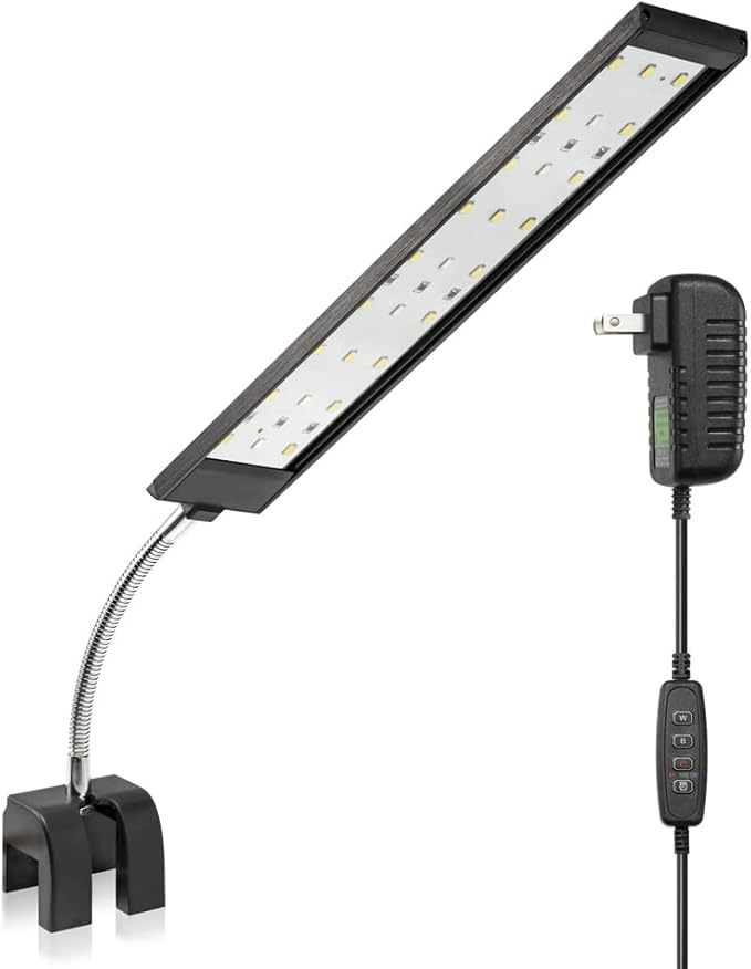 DaToo Aquarium Light Small LED Clip Light for Fish Tank 10W with Timer&Dimmer, 1 Yr Warranty
