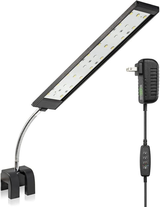 DaToo Aquarium Light Small LED Clip Light for Fish Tank 10W with Timer&Dimmer, 1 Yr Warranty