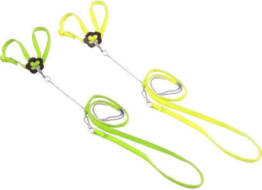 Adjustable Harness Leash for Birds 2Pack Nylon Anti-bite Outdoor Training Walking Control Rope for Parrot African Grey Cockatoo Macaw Ringneck Parakeet Cockatiel Reptile Lizard (Yellow+Green)