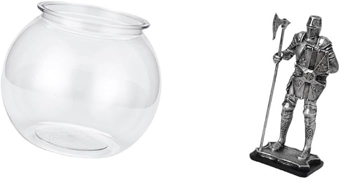 Desktop Aquarium Tank Clear Fish Bowl Vase Collectible Resin Knight Figurine Container Small Desktop Display Suitable for Living Room Office Bedroom D