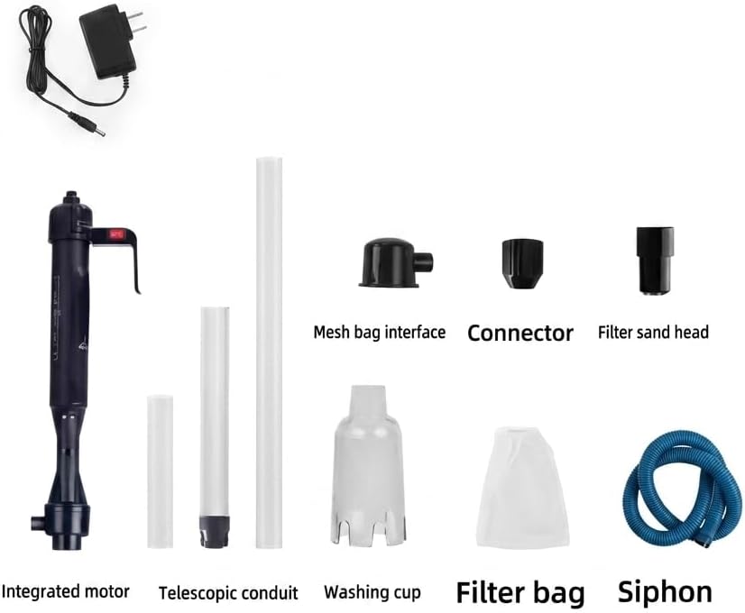 Electric Aquarium Gravel Cleaner, 3-in-1 Fish Tank Vacuum Cleaner with Water Changer Pump, Gravel Vacuum, Sand Washer & Fish Waste Remover