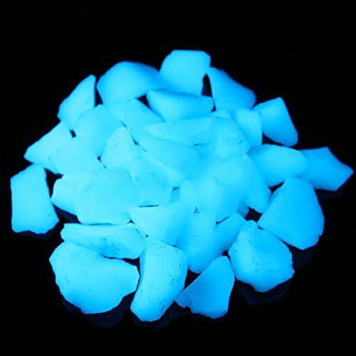 Shiny Stone Glow in The Dark Aquarium Gravel Sand, Sky Blue, 15-22mm | Neon, 305g/0.67lbs, Decorative Rocks for Fish Tank, Fairy Garden, Home Decor