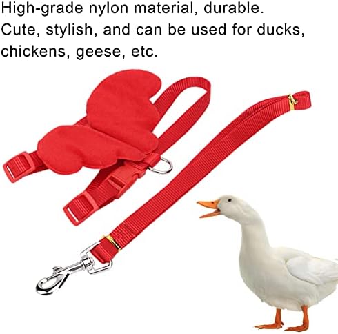 Duck Harness, Adjustable Chicken Walking Harness Breathable Pet Vest for Duck Chicken Hen Training Walking Basic Leashes[Red M]