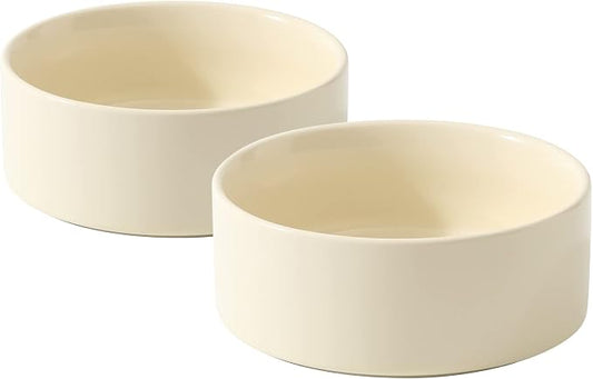 Havniva Cat Bowls Water Bowl Set of Two, 6.1” Ceramic Cat Food and Water Bowl Whisker Friendly Pet Food Bowls for Indoor Cats, Wide Cat Water Dish Prevent Whisker Fatigue Non Slip Cat Feeder