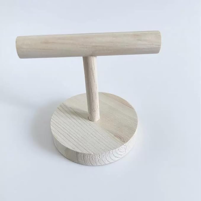 Wooden Bird Perch Stand for Small Birds, Tabletop Parrot Play Stand with Round Base, Portable Training Rest Platform for Budgies, Lovebirds, Parakeets, Cockatiels, 10 x 8.5 cm
