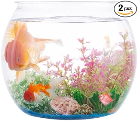 2Pcs Plastic Fish Bowls, 135oz Round Fish Tank Home Party DIY Decor | 1 Gallon Aquarium Hydroponic Planter Floral Container for Candy, Carnival Games, Prizes, Party ,Table Centerpiece