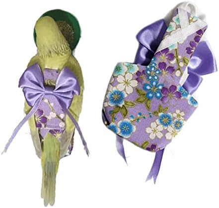 Bird Flight Suits Diapers, Parrot Flight Suits Diapers for Monk Parakeets, Cockatiels Flight Suits, Parrot Clothes, Bird Training Nappy Suit Liners Clothes (Large,Purple)