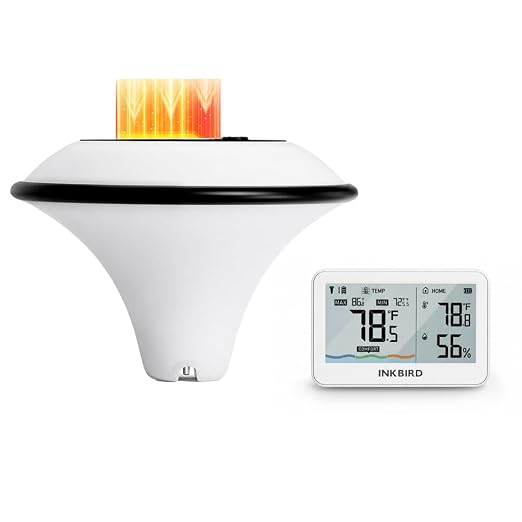 Solar Pool Thermometer, Smart Wireless Digital Pool Thermometer Easy Read, IPX8 Waterproof Water Temperature Monitor for Hot Tub, Bath, Swimming, Pond