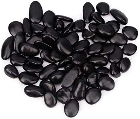 CFKJ 18 Pounds Black Pebbles Aquarium Gravel River Rock, Natural Polished Decorative Gravel,Garden Ornamental Pebbles Rocks,Black Decorative Stones,Black Pebbles, Decor Gravel for Landscaping (Black)