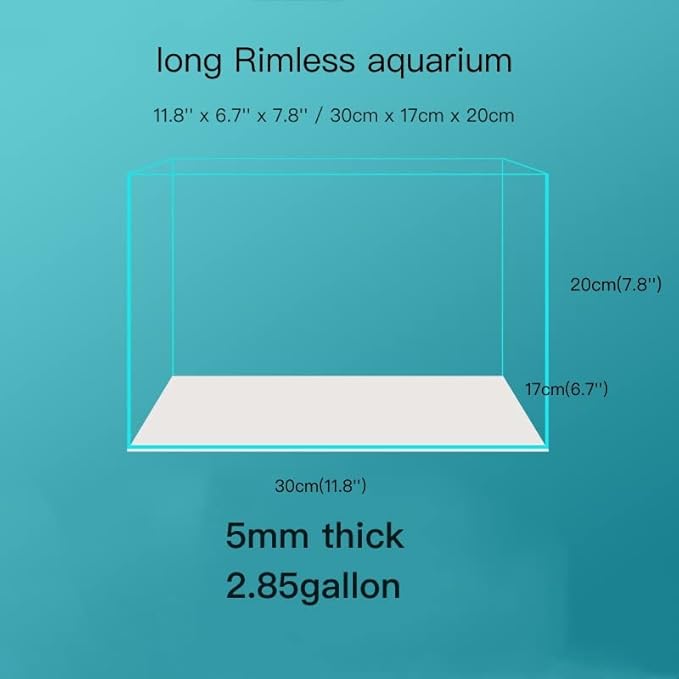 AWXZOM Small Nano Tall Rimless Tank, Glass Fish Tank, Betta Fish Tank, Aquarium (2.85 Gal, 11.8x6.7x7.8 inch)