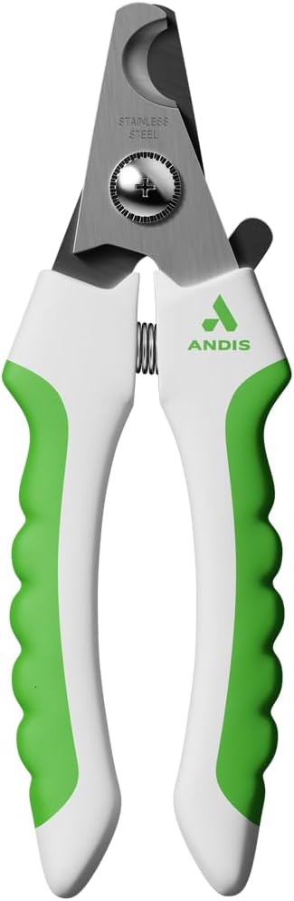Andis 68575 Animal Nail Cutter for Small Breeds - Stainless Steel Blades with Sharp Efficiency - Designed for Repeated Use & Recommended by Pet Trainers – Medium Size & White/Green