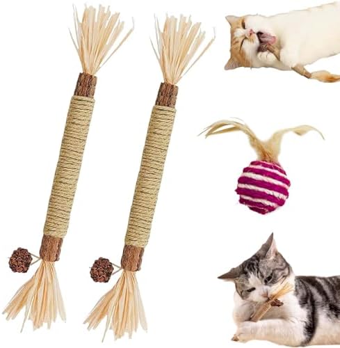 Natural Silvervine Dental Sticks, Silvervine Sticks for Cats, Natural Silvervines Stick Cat Chew Toy, Promote Dental Health, Engage & Entertain (2PCS)