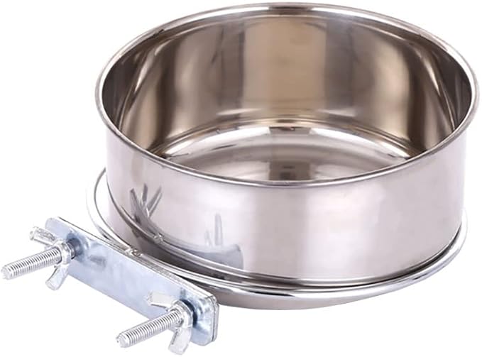 Stainless Steel Hanging Pet Bowls, Dog Crate Food and Water Bowl Metal Coop Cups with Clamp Holder, Detached Dog Cat Cage Kennel Bowl Feeder Dish for Dogs Cats Birds Ferret Rabbit and Small Animals