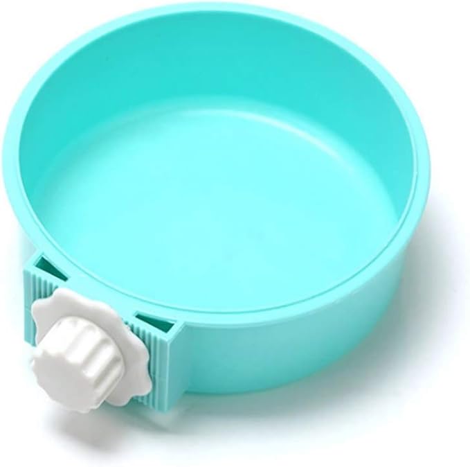 Crate Dog Bowl,Removable Stainless Steel Water Food Feeder Bowls Crate Coop Cup,Pet Cage Bowls with Bolt Holder for Cat, Puppy, Birds, Rats, Rabbits Small Animals ((Blue+Pink) Round, Samll)