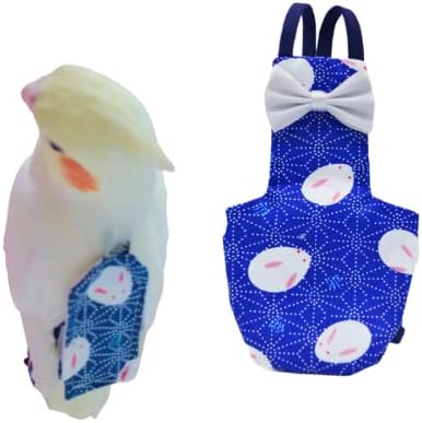 Bird Flight Suits Diapers for Monk Parakeets, Conures, Lovebirds, Cockatiels Flight Suits, Parrot Clothes, Bird Training Nappy Suit Liners Clothes (Large,Deep Blue)