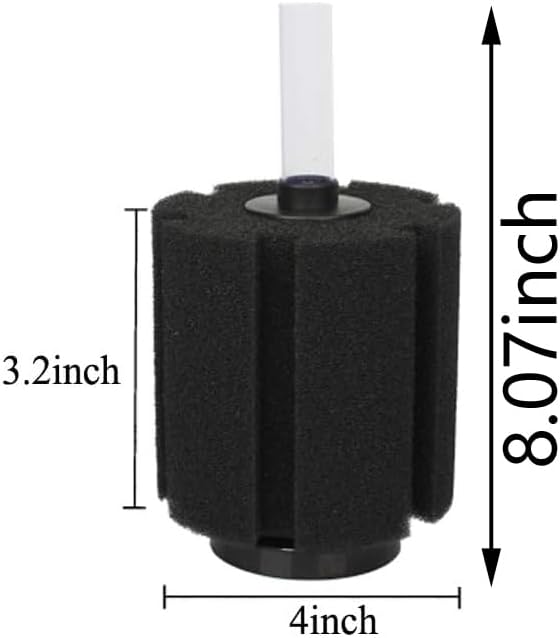 Aquarium Sponge Filter for 20 Gallon Fish Tank | Betta, Nano, Shrimp, Fry, Biochemical Filter with Airline Tubing, Check Valves, Suction Cups