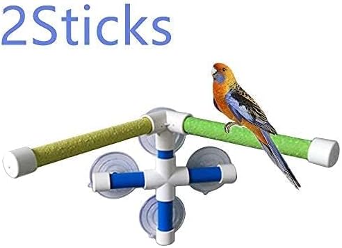 Litewoo Bird Shower Perch with Suction Cup Parrot Window Wall Stand Bath Toys (2 Sticks)
