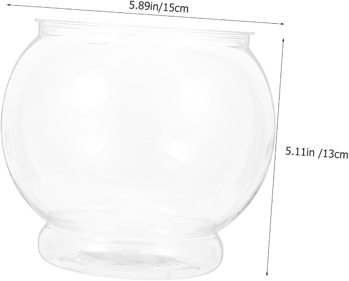 Generic Clear Plastic Fish Bowl Round Fish Tank Globe for Goldfish Tabletop Tank Decor 5.90 X 5.90 X 5.11 in Desktop Aquarium for Home Office Party Display