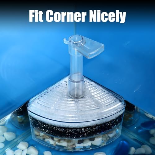 AQUANEAT Aquarium Air Driven Corner Sponge Filter for Nano Fish Tank with Tubing, Valves and Suction Cups, up to 20 Gallon (Pack of 2)