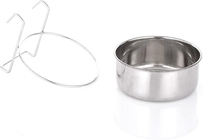 Crate Dog Bowl Stainless Steel Hanging Pet Cage Bowl Food & Water Feeder Coop Cup for Cat Puppy Birds Rats 6 Sizes