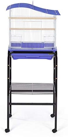 Prevue Pet Products Bird Cage Stand with Shelf - Small Metal Cage Stand with Rolling Wheels, Bird Stands for Inside, Mid-Height Shelf for Cage Accessories, Toys, and Storage - Black