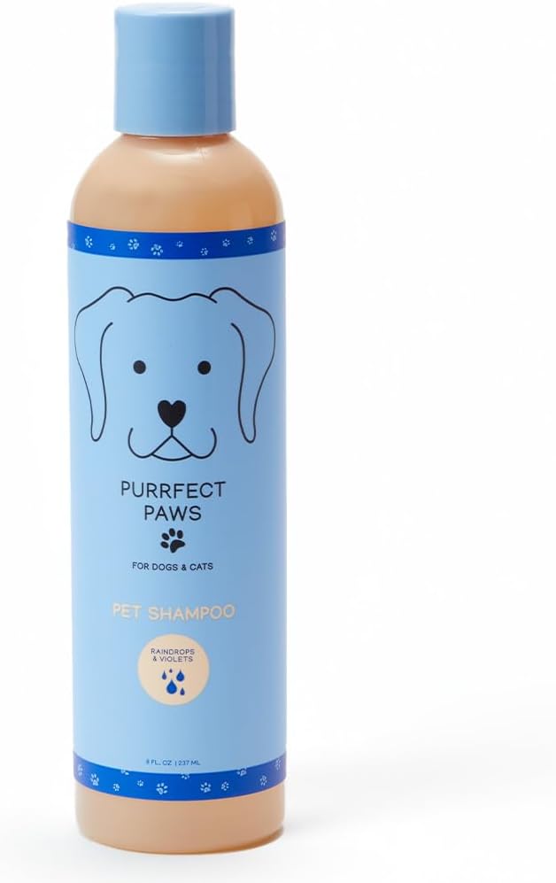 Pet Shampoo for Dogs & Cats – Oatmeal & Vitamin E for Sensitive, Itchy Skin – Gentle, Vegan, Cruelty-Free, Sulfate-Free, Paraben-Free – Fresh Rain & Wild Violet Scent – Made in USA by Purrfect Paws